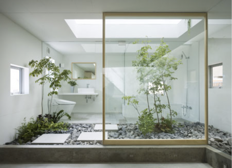 Thema Natur ins Bad holen: echte Indoorgärten